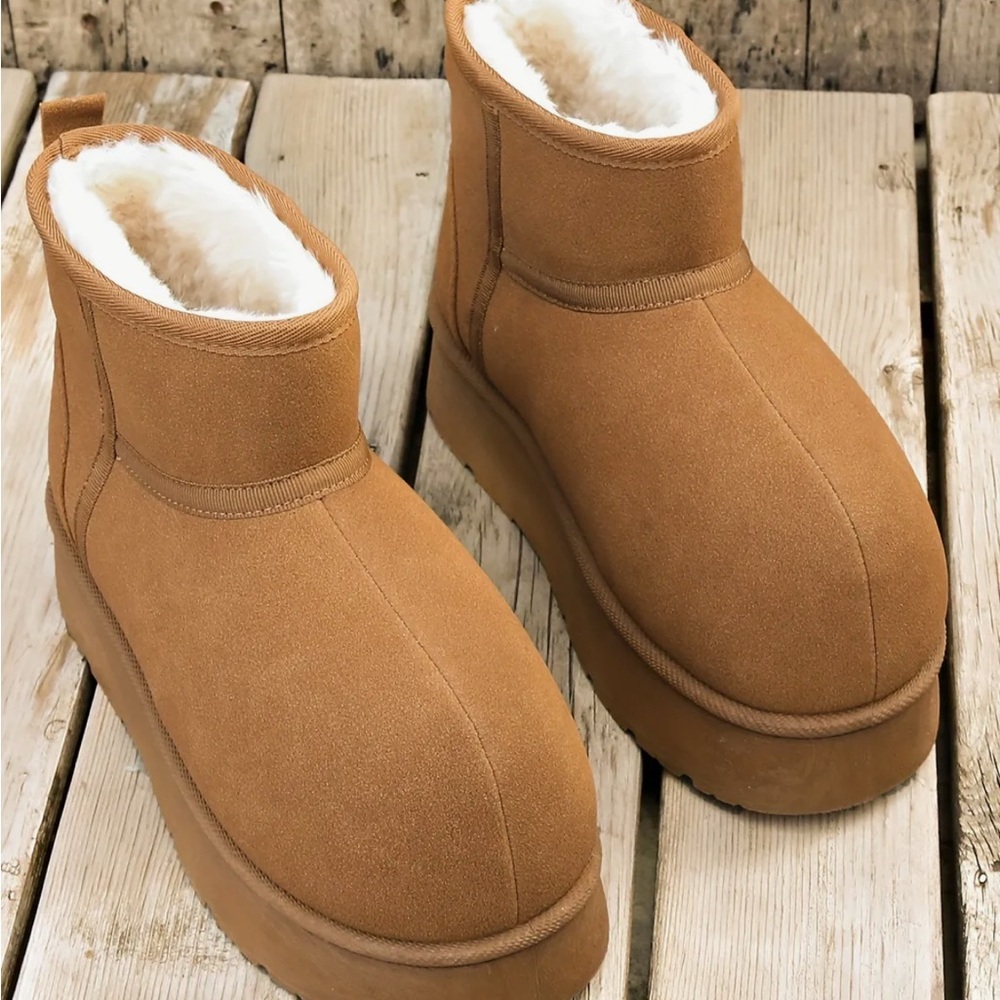 Tan Faux Fur Lined Ankle Boots